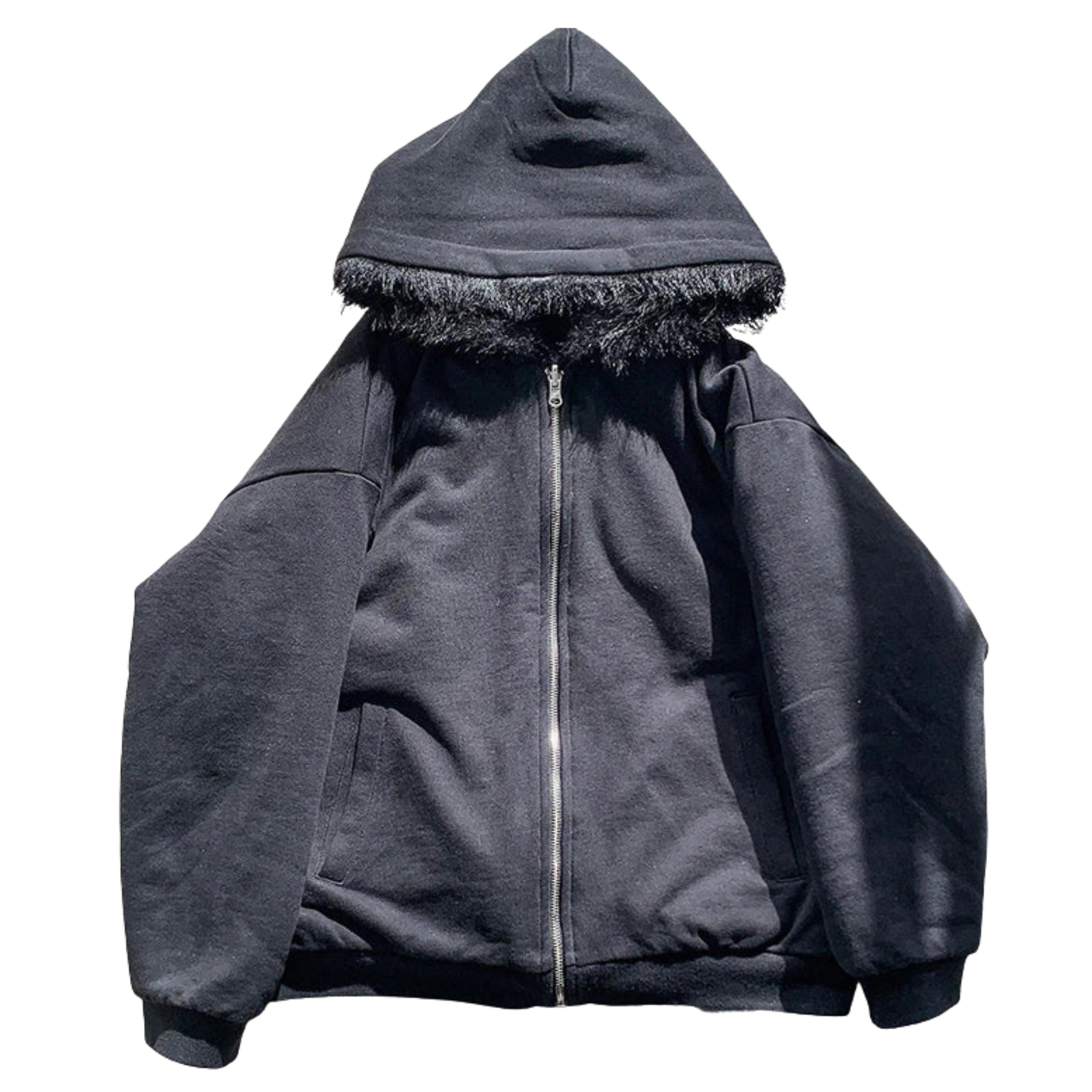 Fur Collar Zip-up Hoodie