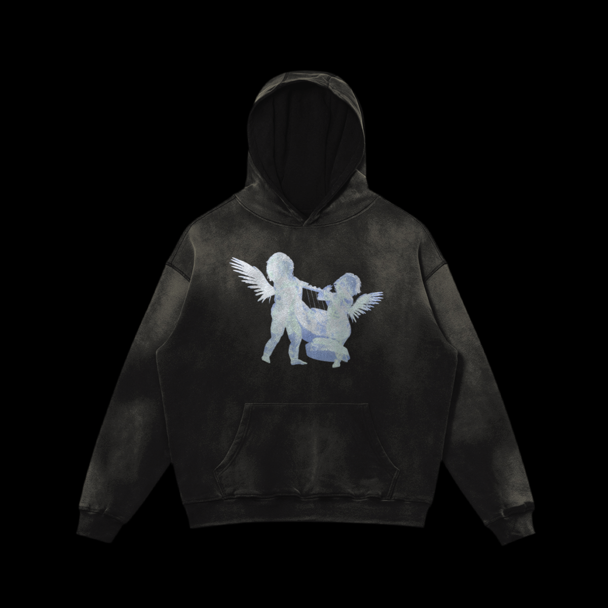 VISION HEAVYWEIGHT FADED HOODIE SMOKED BLACK