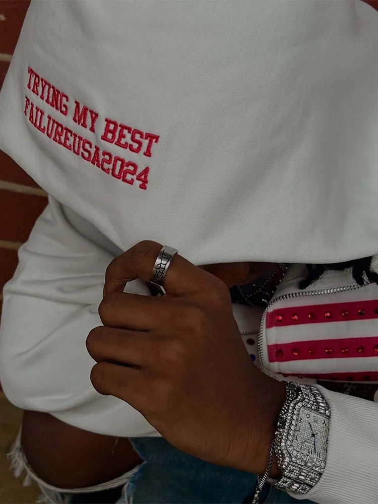 Embroidered Zip-up Hoodie