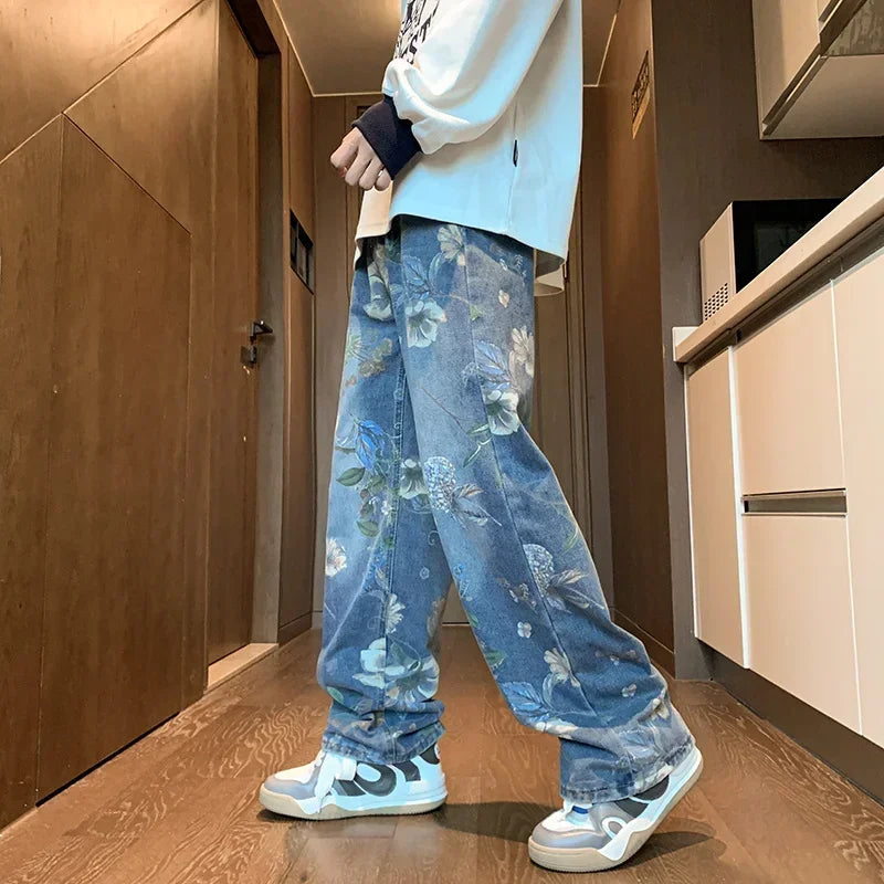Autumn Floral Printed Jeans
