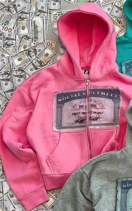 Distressed Print Hoodie