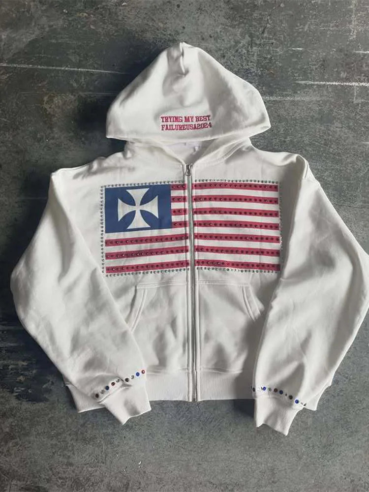 Embroidered Zip-up Hoodie