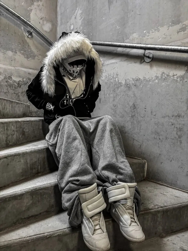 Fur Collar Zip-up Hoodie
