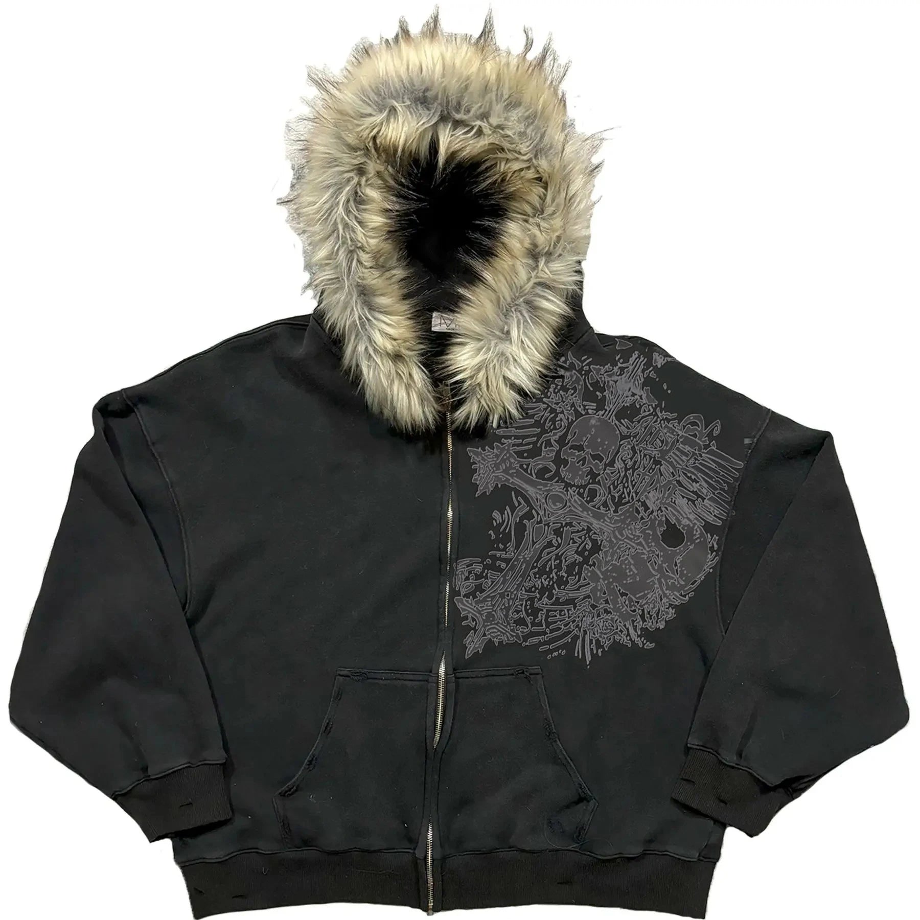 Fur Collar Zip-up Hoodie
