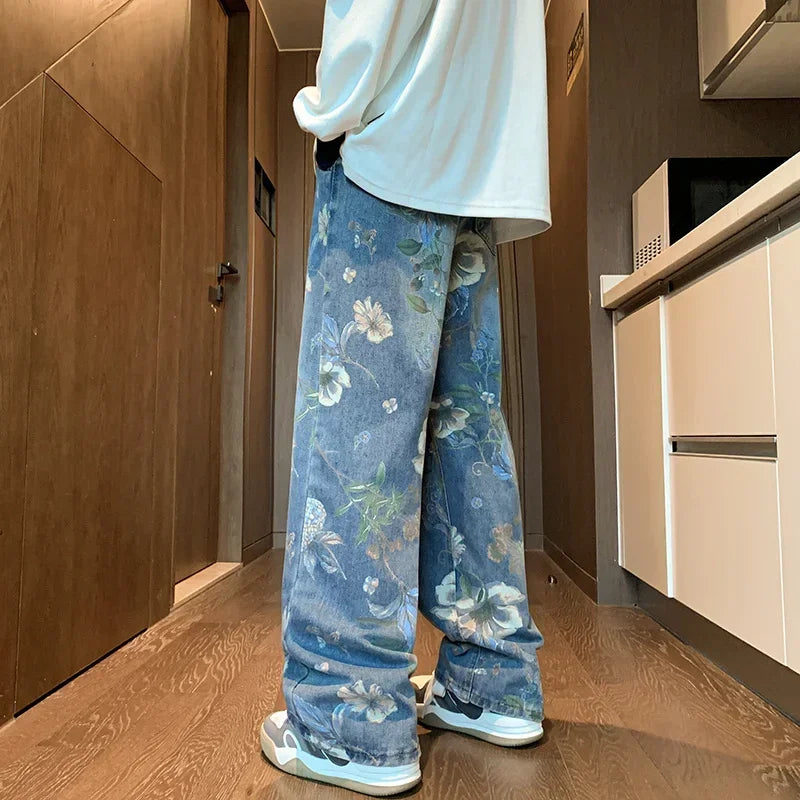 Autumn Floral Printed Jeans