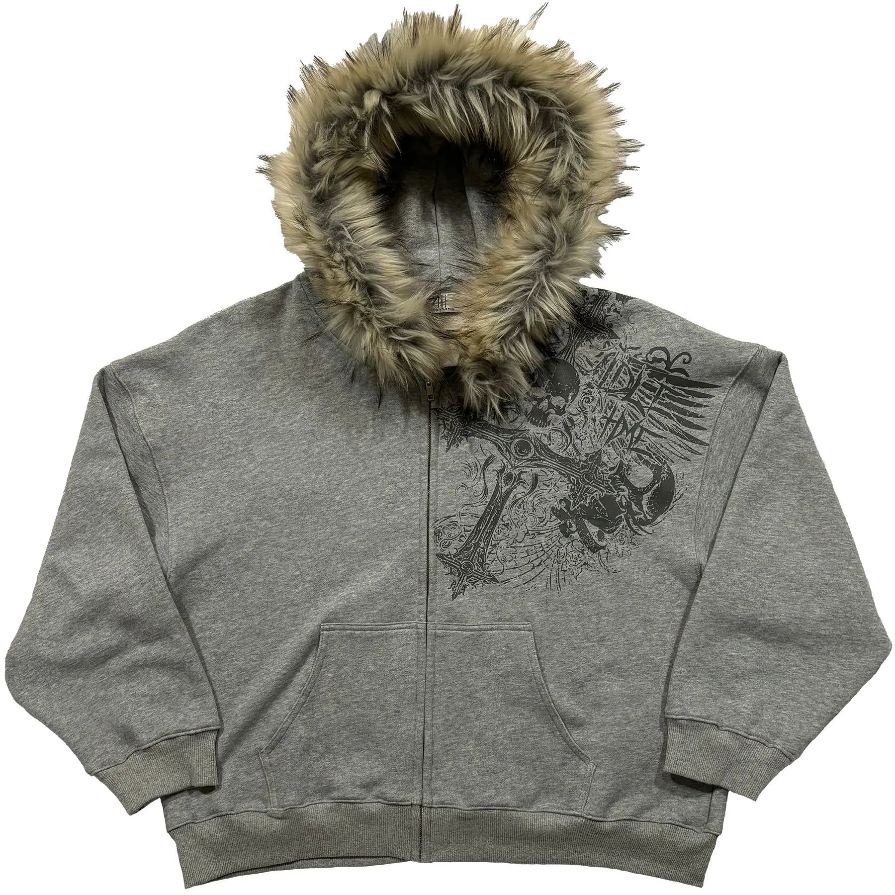 Fur Collar Zip-up Hoodie