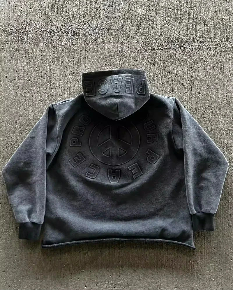 PEACE Oversized Embroidered Hoodie