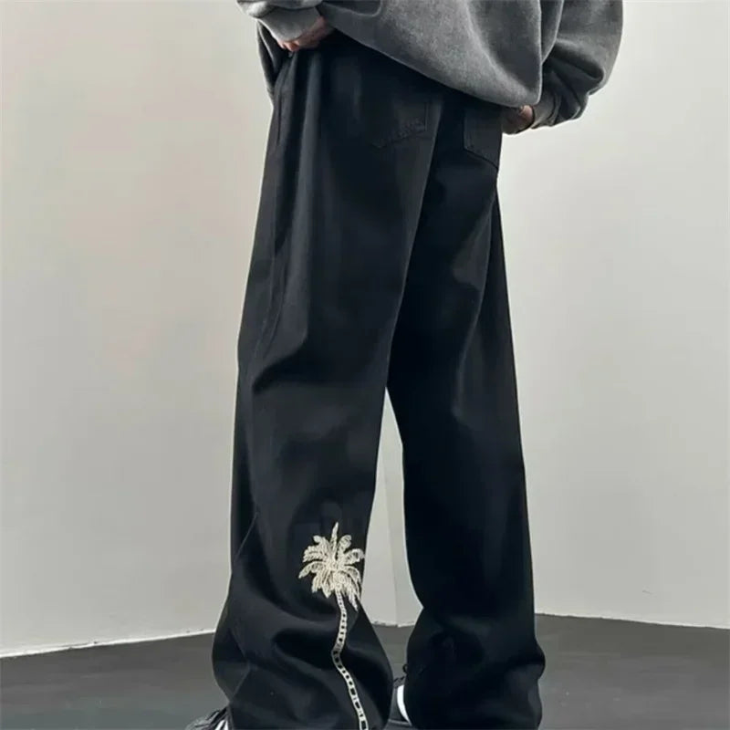 Coconut Tree Embroidered Jeans