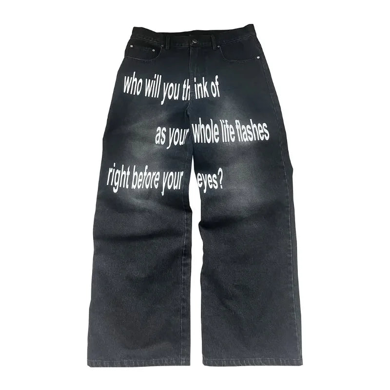 Letter Print Jeans