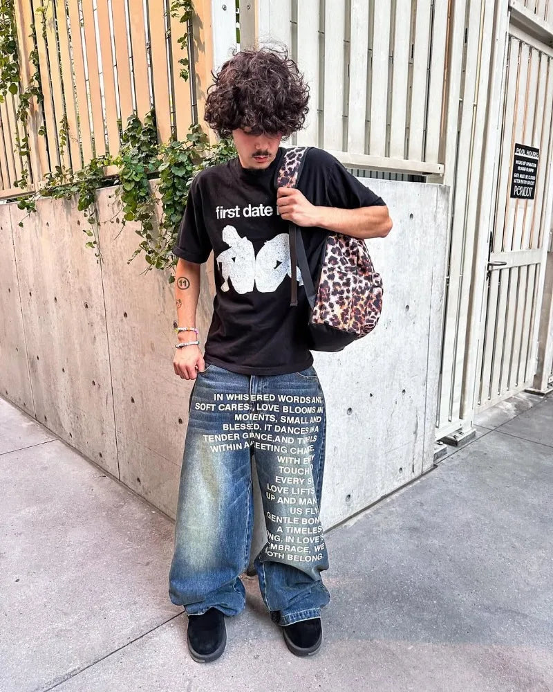 Letter Print Jeans