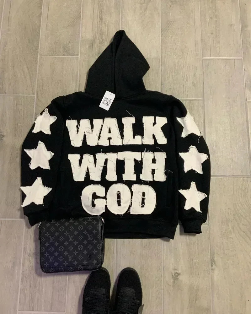 WALK WITH GOD Embroidered Hoodie