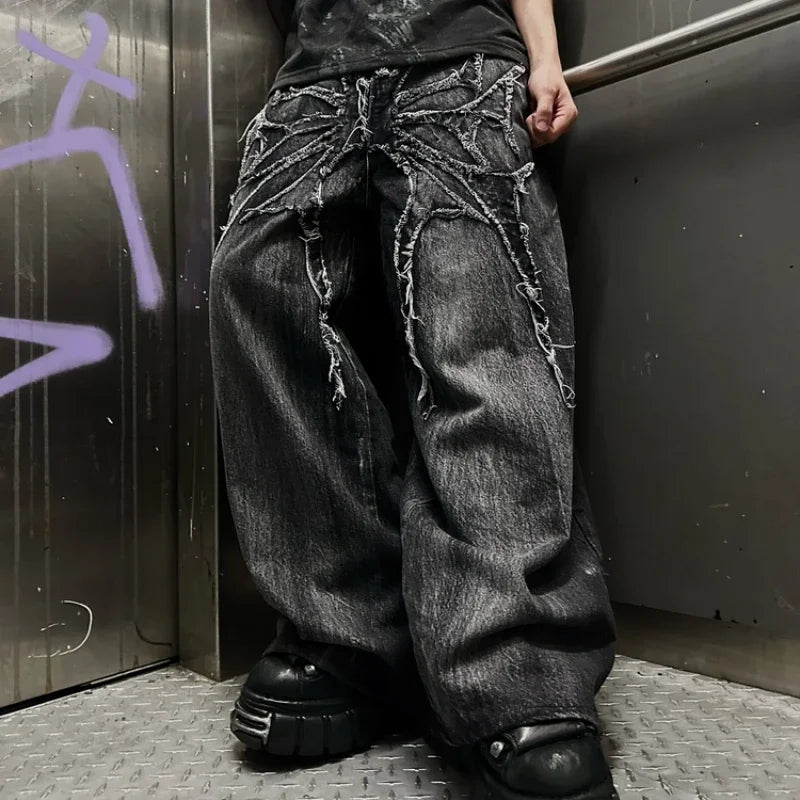 Embroidered Baggy Jeans