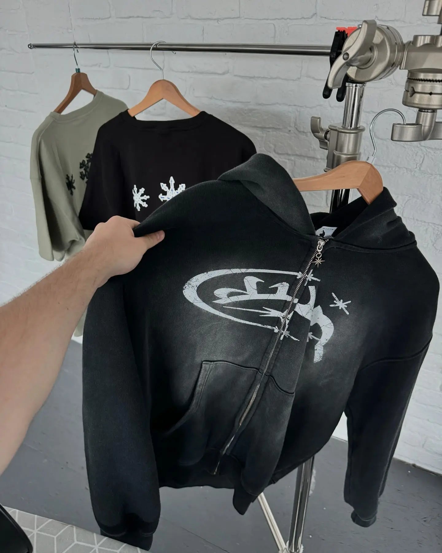 Vintage Print Zip-Up Hoodie