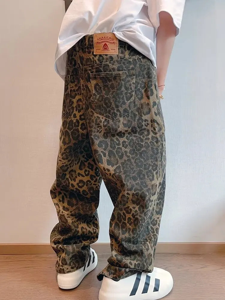 Oversized Leopard Print Jeans