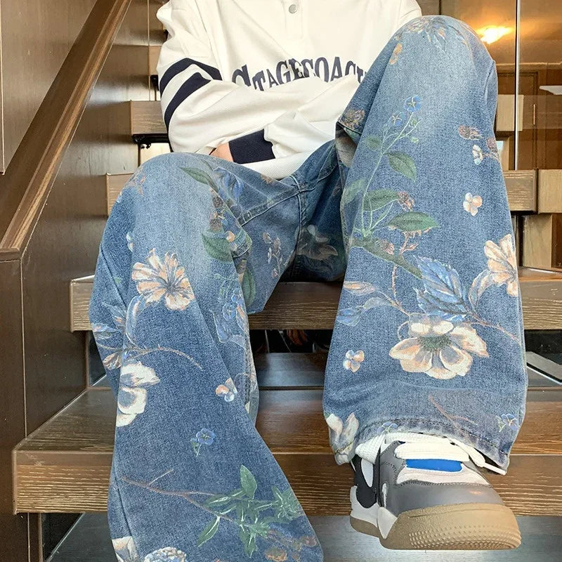 Autumn Floral Printed Jeans