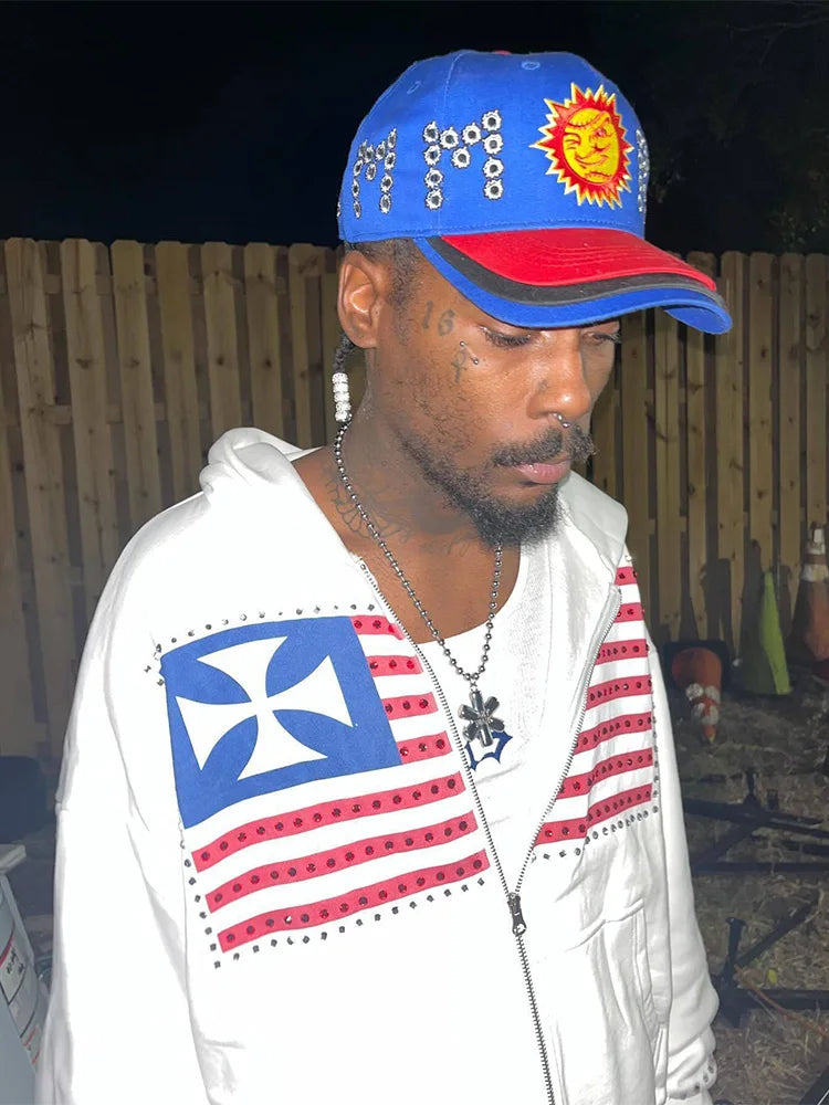Embroidered Zip-up Hoodie