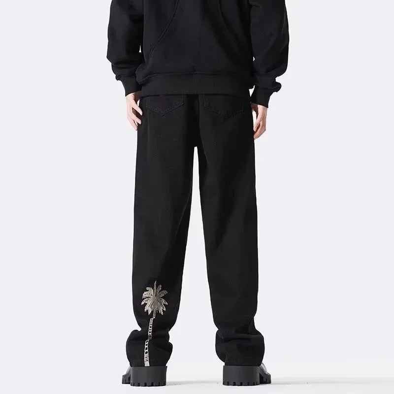 Coconut Tree Embroidered Jeans