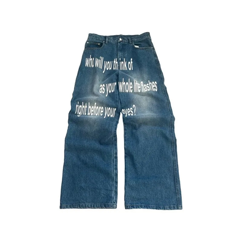Letter Print Jeans