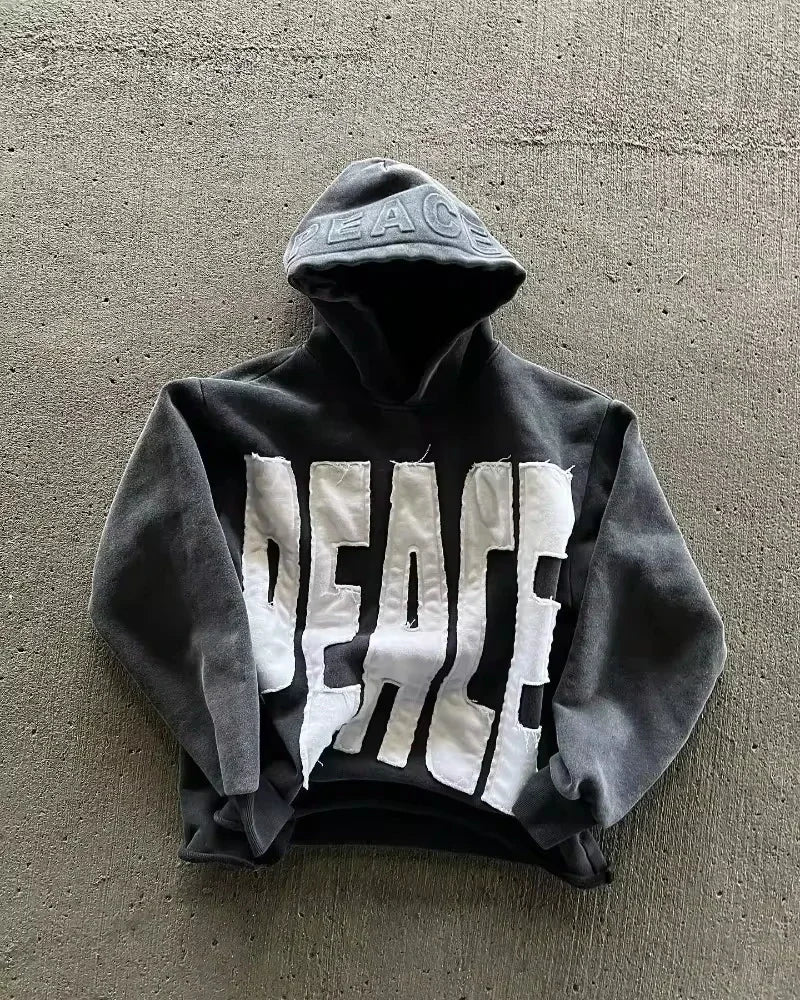 PEACE Oversized Embroidered Hoodie