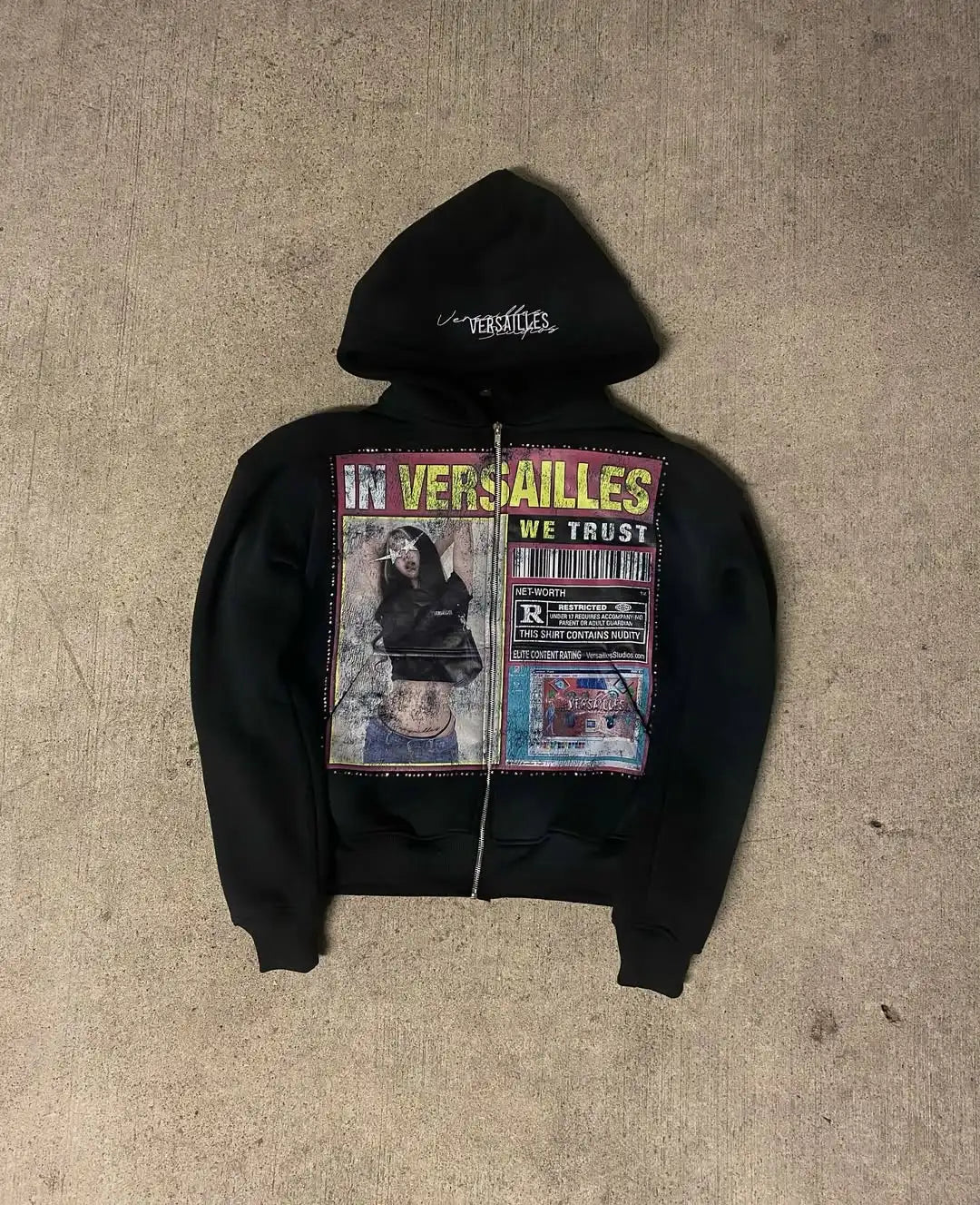 Distressed Print Hoodie