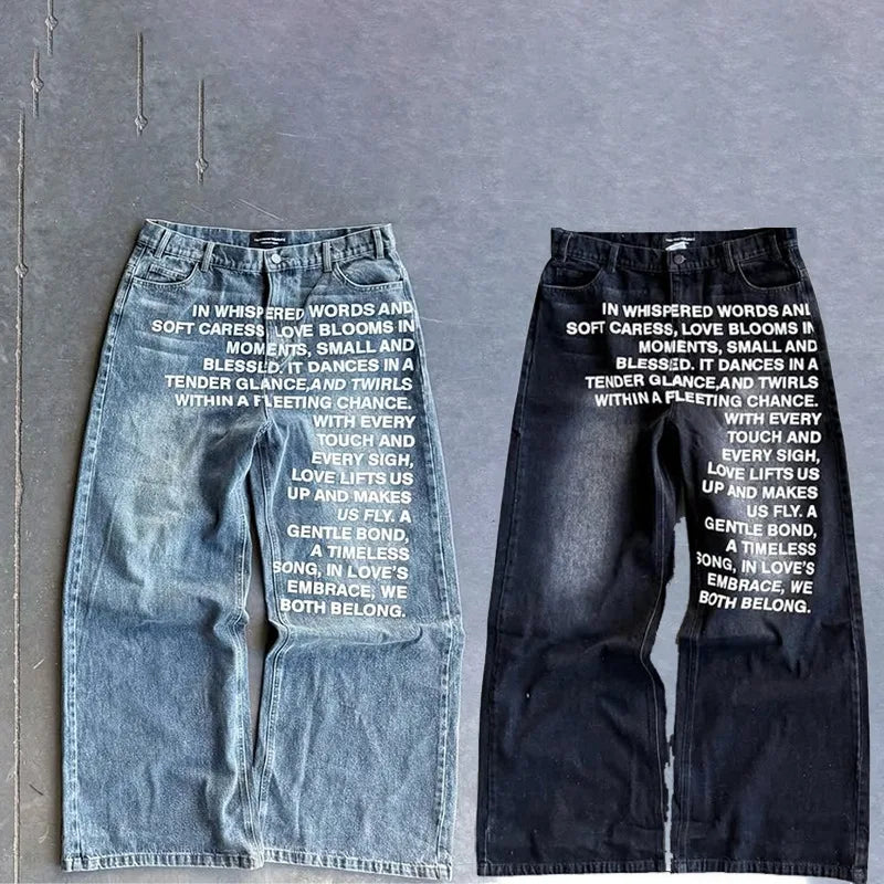 Letter Print Jeans