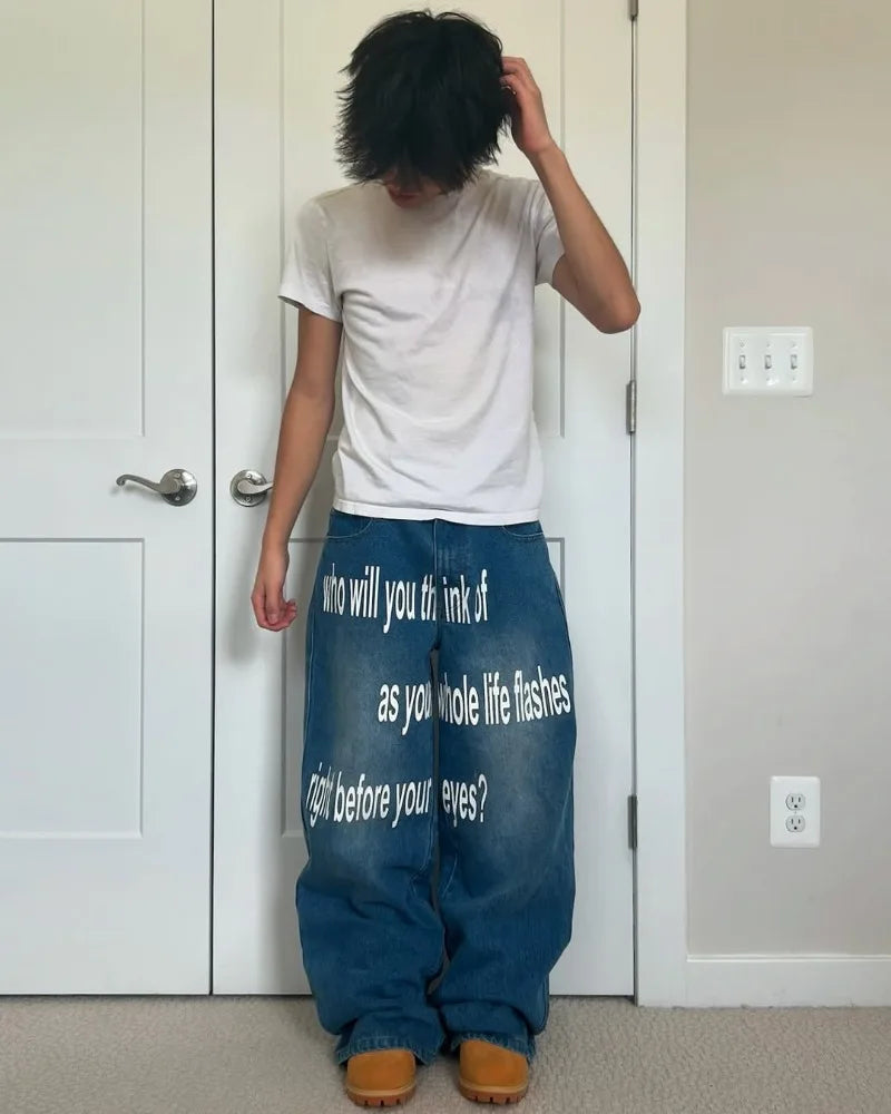 Letter Print Jeans