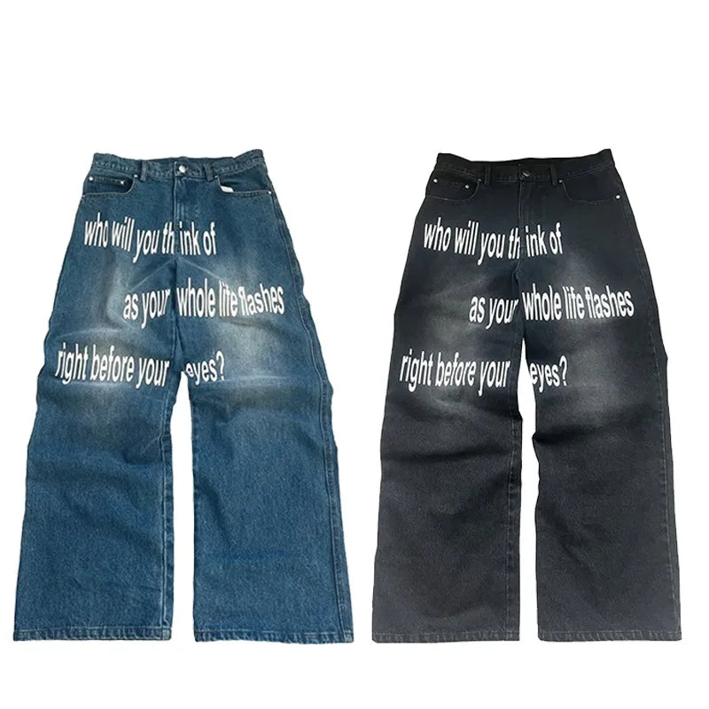 Letter Print Jeans