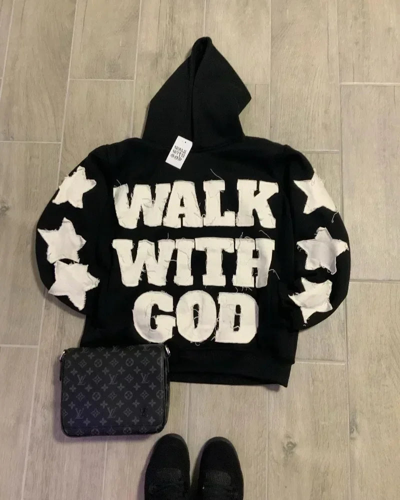 WALK WITH GOD Embroidered Hoodie
