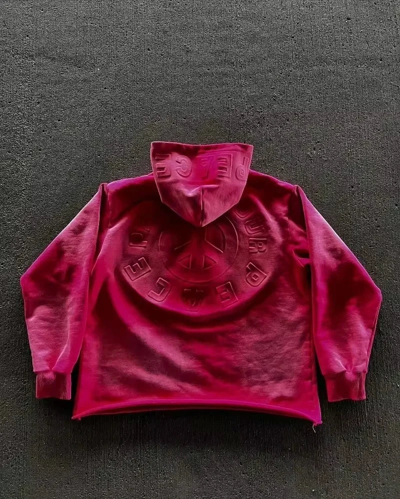 PEACE Oversized Embroidered Hoodie