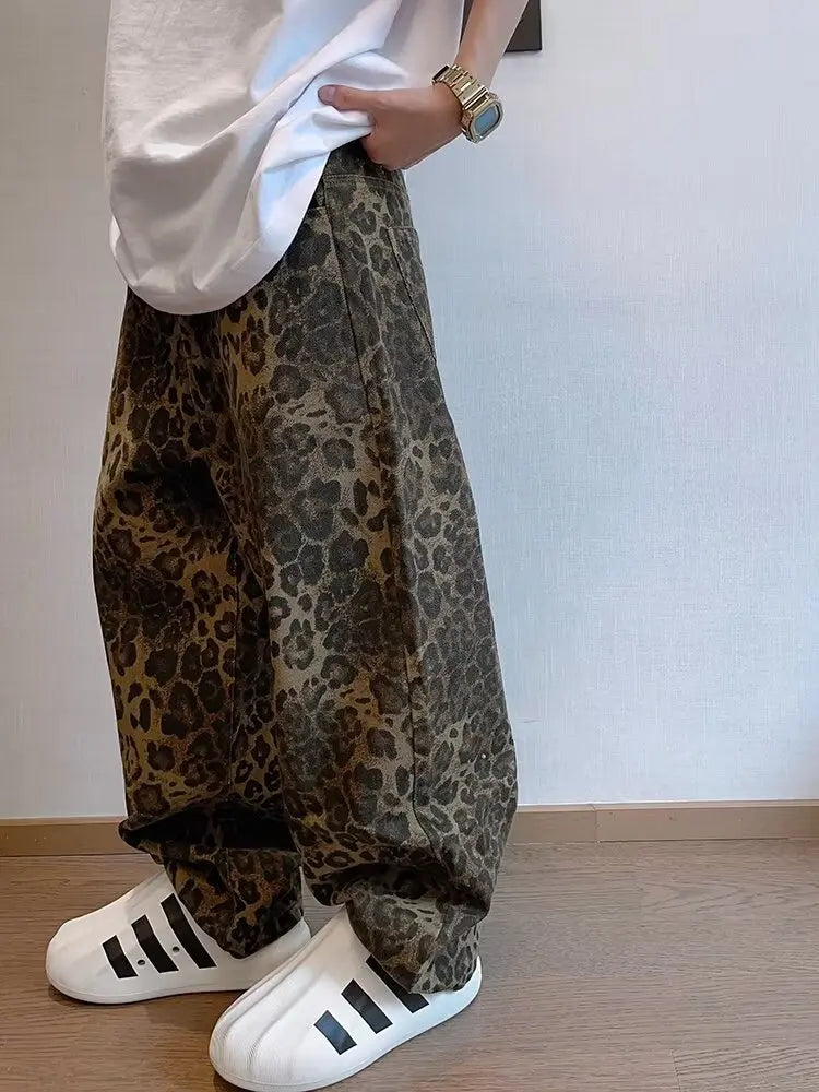 Oversized Leopard Print Jeans